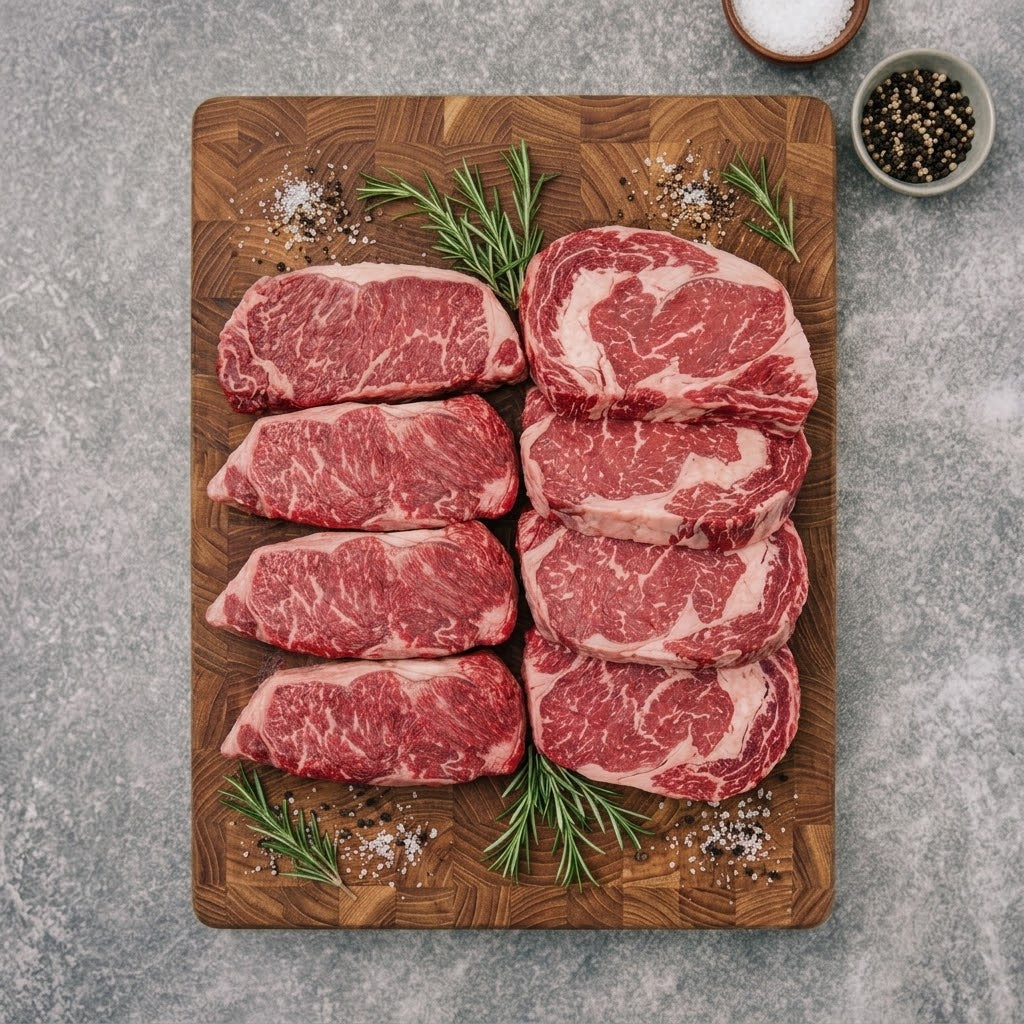 Pack #2: 4x4 Ribeyes and New York Strip  - 4 Each
